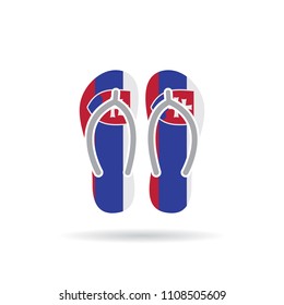 Slovakia flag flip flop sandals icon on a white background.