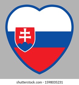 Slovakia Flag In Heart Shape Vector