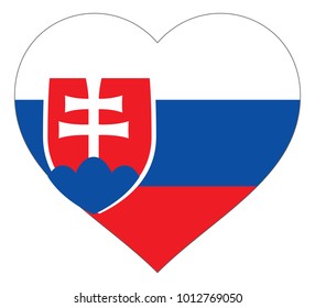 slovakia flag in heart vector illustration sign. Flag of slovakia in the shape of Heart with contrasting contour, symbol of love for his country or valentine day, patriotism.