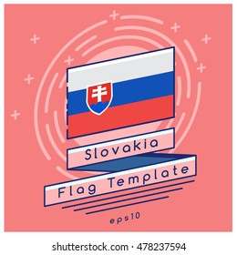 Slovakia Flag  : Flag Icon With Festive Background : Vector Illustration