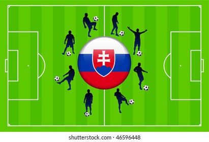 Slovakia Flag Icon Internet Button with Soccer Match Original Vector Illustration