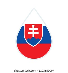 Slovakia flag icon. Water icon. Drop water. Slovakia badge. Flag drop.