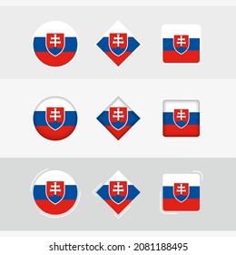 Slowakei Flaggensymbole gesetzt, Vektorflagge der Slowakei. Drei Versionen von Icon.