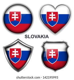 Slovakia flag icons, vector buttons. 
