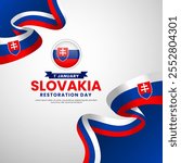 Slovakia flag for Independence day banner background with waving ribbon flag