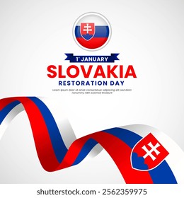 Slovakia flag for Independence day square banner background with waving ribbon flag