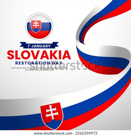 Slovakia flag for Independence day square banner background with waving ribbon flag