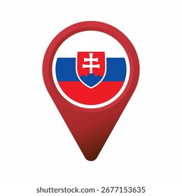 Bandeira da Eslováquia dentro de um local vermelho ícone de pino ilustração plana