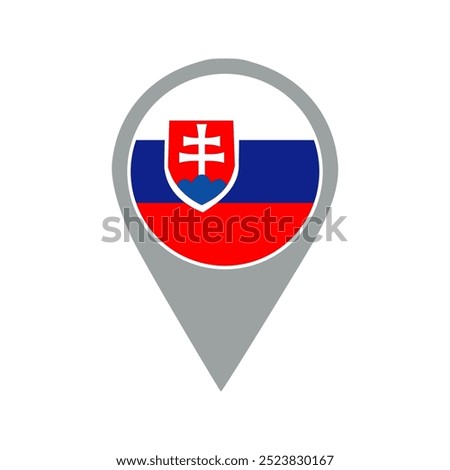 slovakia flag location pin, flag application, Flag on Location Pin, graphic design, map pointer, vector illustration.
