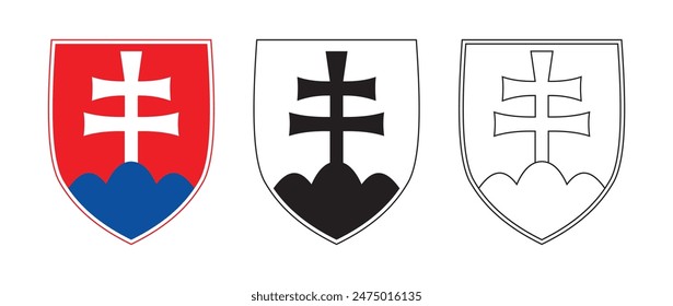 slovakia flag logo symbol color and black outline vector illustration