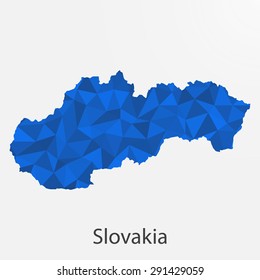 Slovakia flag map in geometric,mosaic polygonal style.Abstract tessellation,background. Vector illustration EPS10