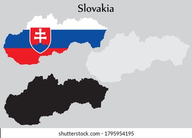 Die slowakische Flagge und Karte formen schwarz-graue Farbe. EPS.file.