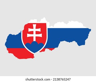 Slovakia Flag Map. Map of Slovak Republic with the Slovak country banner. Vector Illustration.
