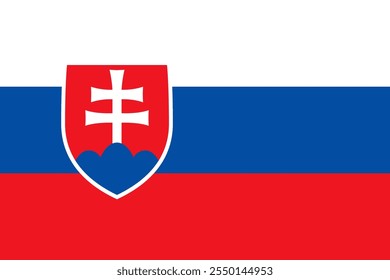 Slovakia flag in official colors, dimensions and aspect ratio. Vector flag symbolizing national pride, identity, heritage, patriotism and authority