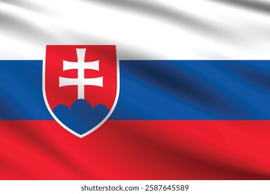 Slovakia flag official colors and proportion digital vector illustration. Waving flag.
