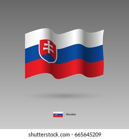 Slovakia flag. Official colors and proportion correctly. High detailed vector illustration. 3d and isometry. EPS10