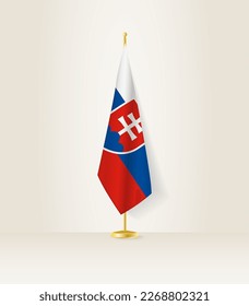 Slovakia flag on a flag stand. Vector illustration.