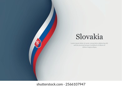 Slovakia flag on Waving ribbon. Template for independence day