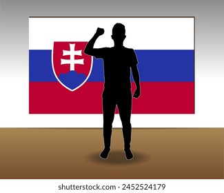 Slovakia flag paper texture, single-piece element, vector design, Slovakia flag taped on wall, decoration or celebration idea