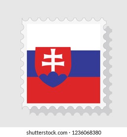 Slovakia flag postage stamp, isolated on white background, vector illustration.