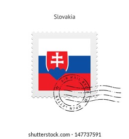 Slovakia Flag Postage Stamp on white background. Vector illustration.