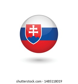 Slovakia flag - round glossy button, Vector image and icon