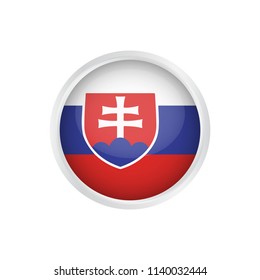 Slovakia flag as round glossy icon. Button with Slovakia flag. National flag for country of Slovakia isolated, Vector illustration eps10.