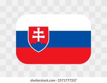 Slovakia flag - rounded rectangle colorful flag representing a country cultural identity and heritage. The essence of national pride and unity. Vector flag on transparent background.