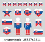 Slovakia flag set. Isolated Slovakia flag on white background