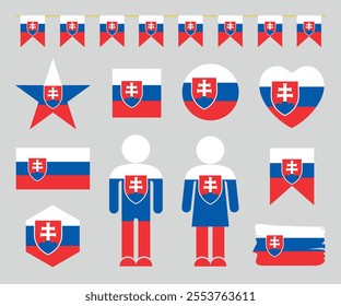 Slovakia flag set. Isolated Slovakia flag on white background