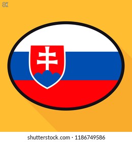 Burbuja del discurso de la bandera de Eslovaquia, señal de comunicación de medios sociales, icono del óvalo de negocios planos.