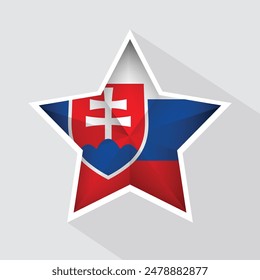 Slovakia Flag Star Shape Icon