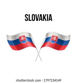 Slovakia flag state symbol isolated on background national banner. Greeting card National Independence Day of the Slovak Republic. Illustration banner with realistic state flag.