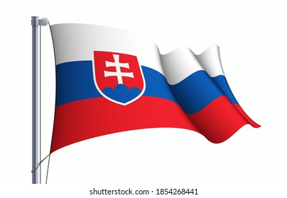 Slovakia flag state symbol isolated on background national banner. Greeting card National Independence Day of the Slovak Republic. Illustration banner with realistic state flag.