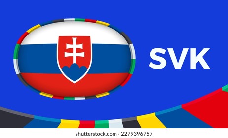 Slovakia flag stylized for European football tournament qualification. Flag on vector background.