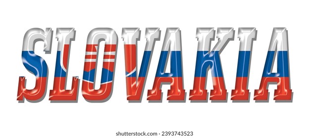 Fuente de texto de la bandera SLOVAKIA, fondo de color de la bandera 3D SLOVAKIA, ilustración vectorial de la bandera SLOVAKIA