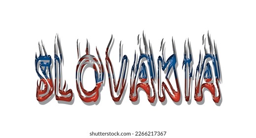 slovakia flag text font, symbol background, flag ribbon typography lettering logo label banner, 3D colorful background, vector illustration