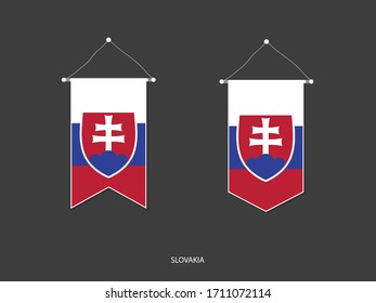 Slovakia flag in various shape, Soccer Flag Pennant Vector ,Vector illustration.