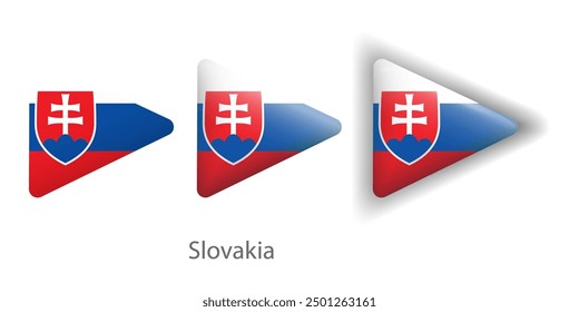 Slovakia flag vector icons set in the shape of rounded triangle