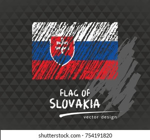 Slovakia flag, vector sketch hand drawn illustration on dark grunge backgroud