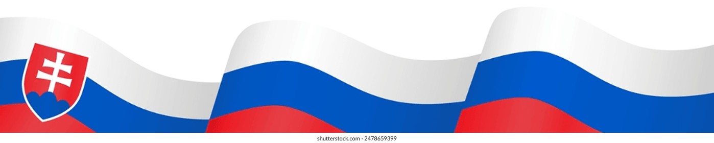 Slovakia flag wave isolated on png or transparent background vector illustration. 