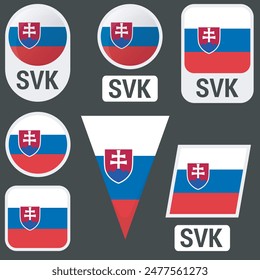 Eslovaquia abandera la colección. Banderas de diferentes Formas. Ilustración vectorial, EPS10