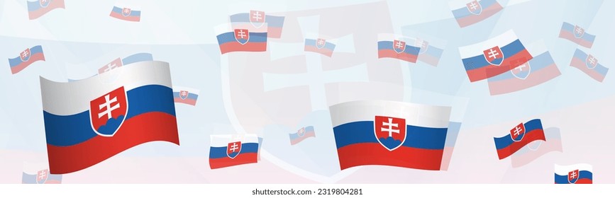 Slovakia flag-themed abstract design on a banner. Abstract background design with National flags. Vector illustration.