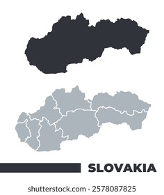 Slovakia flat and border outline vector maps