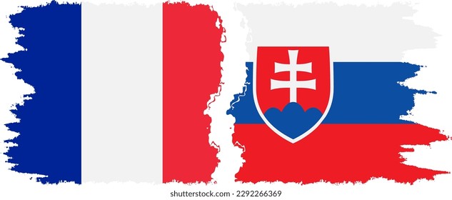 Slovakia and France grunge flags connection, vector