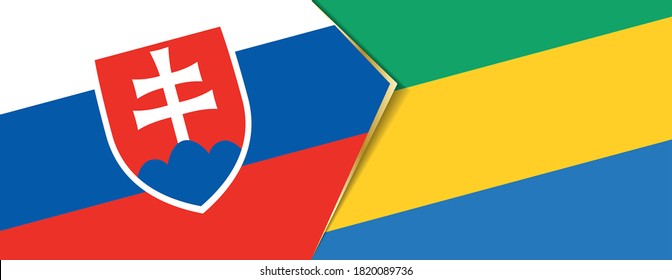 Slovakia and Gabon flags, two vector flags symbol of relationship or confrontation.