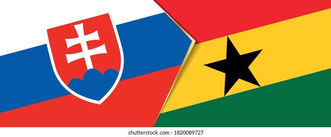 Banderas de Eslovaquia y Ghana, dos banderas vectoriales símbolo de relación o enfrentamiento.
