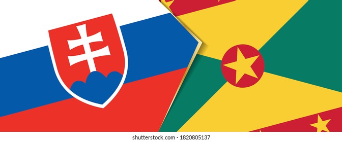 Slovakia and Grenada flags, two vector flags symbol of relationship or confrontation.