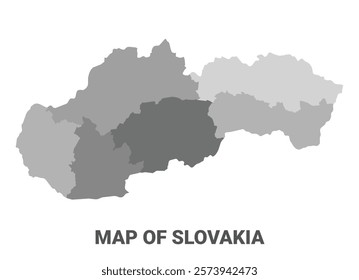 Slovakia Greyscale political map simple flat illustration