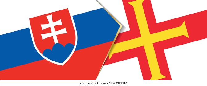 Slovakia and Guernsey flags, two vector flags symbol of relationship or confrontation.